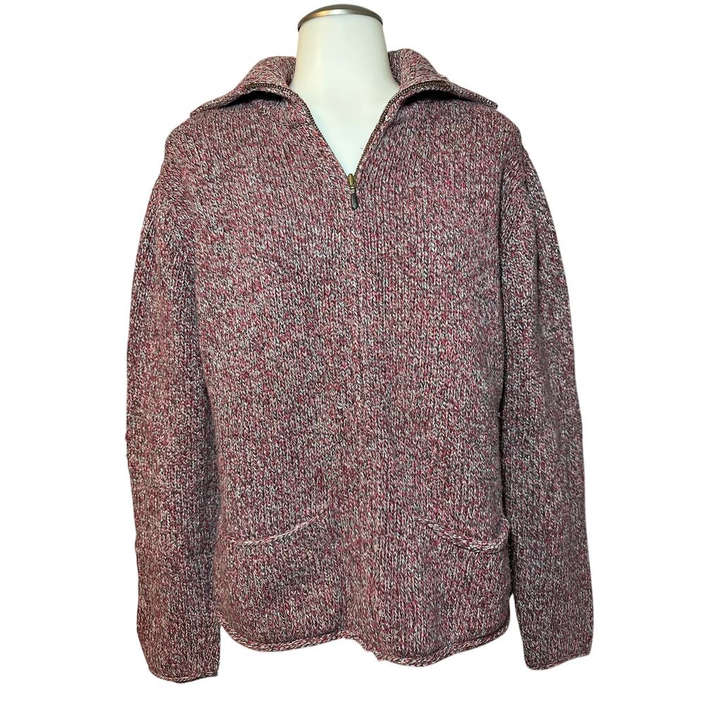 Preswick & Moore Sport Women’s Full Zip Sweater Large Petite Cable Knit Warm